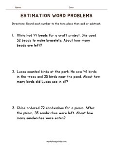 Estimating & Rounding Worksheet - #8