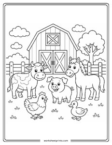 Farm Animals Coloring Sheet
