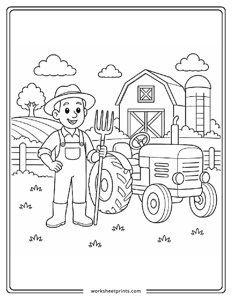 Farmer - Farm Animals Coloring Sheets