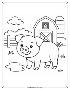 Pig - Farm Animals Coloring Sheets