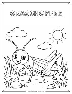 Grasshopper - Insects Coloring Sheets