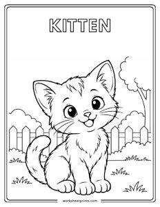 Kitten - Pet Animals Coloring Sheets