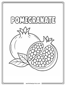 Pomegranate - Fruits Coloring Sheets