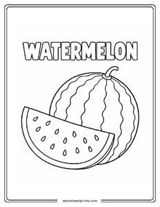 Watermelon - Fruits Coloring Sheets