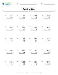math subtraction worksheet generator