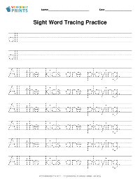 sight word sentence tracing worksheet generator
