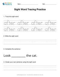 sight word tracing and writing worksheet generator