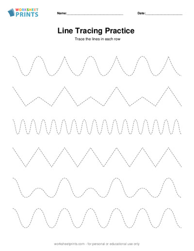line tracing practice worksheet generator