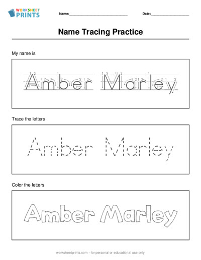 name tracing worksheet generator