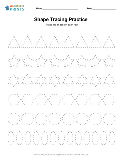 shape tracing practice worksheet generator