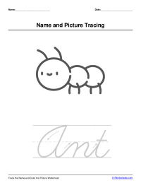 picture coloring and name tracing worksheet generator