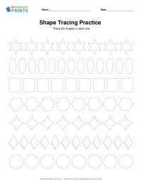 shape tracing practice worksheet generator