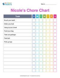 chore chart for kids printable generator