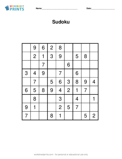 Sudoku Puzzle Blue and White | Puzzle #1 | Metal Print