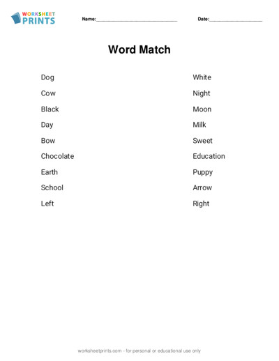 Thesaurus Search Matching Sheet (Years 3-4)
