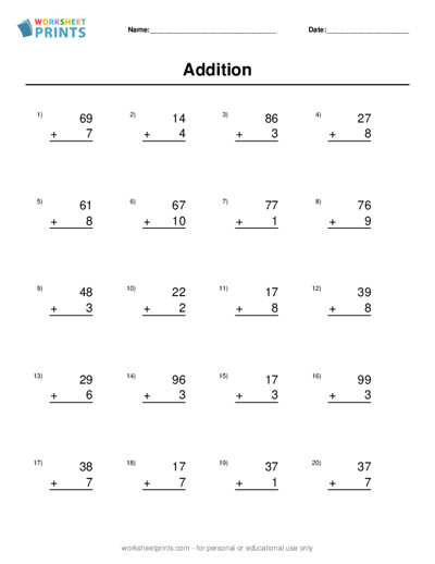 Addition Worksheet Generator