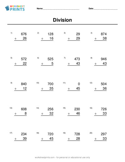 Free Division Worksheet Generator