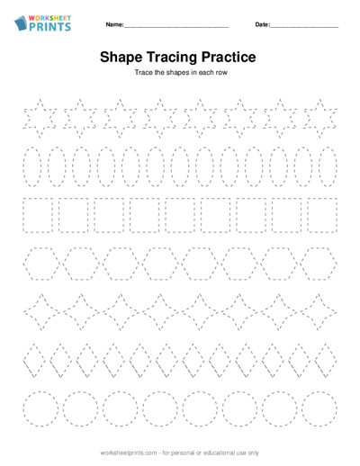 Shape Tracing Worksheet Generator | Tracing Shapes Printable